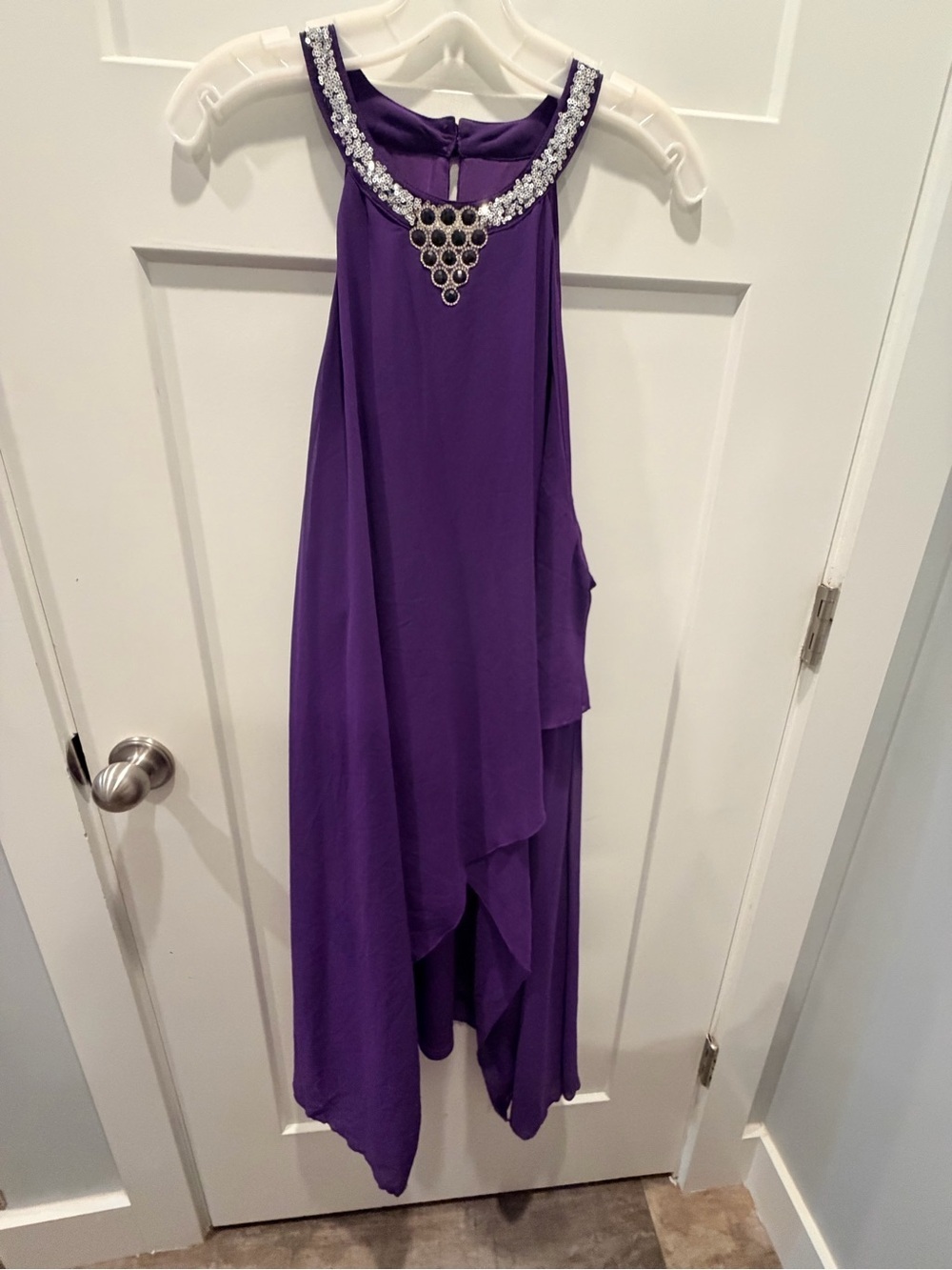 Purple Embellished Asymmetrical Formal Dress XXL Sleeveless Evening Dress